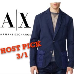 $200 Armani Exchange Linen Blazer Navy Blue   XXL